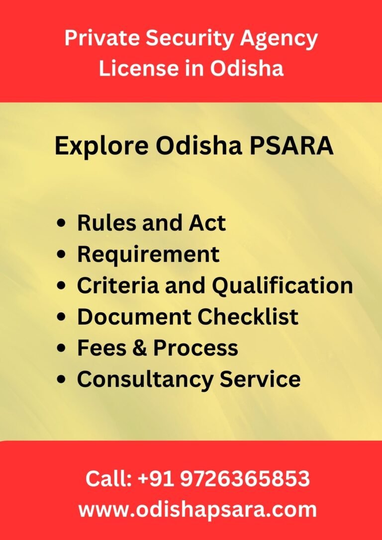 Private Security Agency License in Odisha